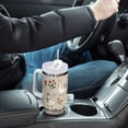 thumbnail image 4 of Yayeee 30oz Stainless Steel Tumbler with Straw and Handle Double-Wall Insulated Travel Water Bottle, Gray Cartoon Goose Pattern, 4 of 8