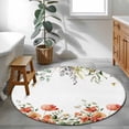 thumbnail image 3 of Round Rugs 3Ft, Red Poppy Round Area Rug Washable Indoor Throw Carpet, Spring Farmhouse Country Flower Leaf Plant Small Non Slip Circle Rug for Bedroom Living Room Home Decor Aesthetic, 3 of 8