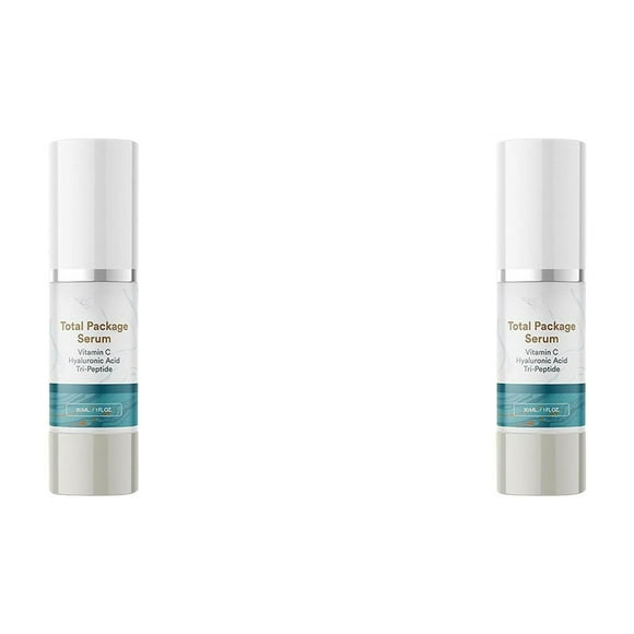 Sun Coast Sciences - Total Package Serum, All-In-One Vitamin C, Hyaluronic Acid, Peptides Serum For Face, Anti-Aging Facial Super Serum for Wrinkles, Age Spots 2pc