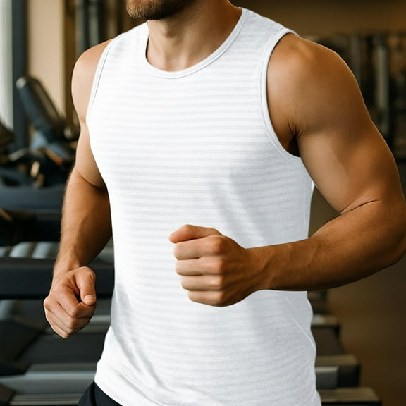Mens Quick-Drying Tank Tops Sleeveless Muscle Shirts Casual Solid Pullover Crewneck Stretchy Slim Breathable Athletic Workout Gym Undershirts Top
