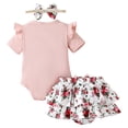 thumbnail image 4 of Maxcozy 3PCS Toddler Baby Girl Summer Clothes Romper Jumpsuit Floral Shorts Outfits Set, 4 of 7