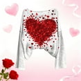 thumbnail image 4 of Xdegoge Valentine Sweater for Women Pullover Ribbed Knit Long Sleeve Oversized Sweaters Heart Graphic Fashion Dressy Casual Crewneck Tops, 4 of 6