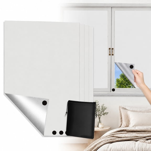 1 Set White Travel Curtain, 100% Blackout Self-Adhesive Window Cover 39x57 in