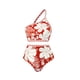 thumbnail image 4 of MKLEKYY Traje De Baño Mujer Natacion Women 2 Piece Swimwear+1 Piece Cover Up Three Piece Vintage Print Swimsuit Monokini Bikini 2 Piece Swimsuits Three Piece Tankini Set, 4 of 6