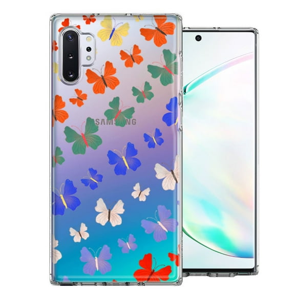 MUNDAZE For Samsung Galaxy Note 10 Plus Colorful Butterflies Design Double Layer Phone Case Cover