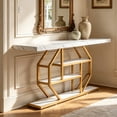 thumbnail image 5 of Fnova 70.9" Modern Console Table, Gold & White Faux Marble Extra Long Entryway Table, 4-Tier Narrow Sofa Table for Living Room, Hallway, Entrance, 5 of 14