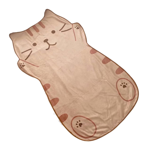 Bonita manta infantil con forma de gatito de 60 x 35 pulgadas para habitación con aire acondicionado. Marrón