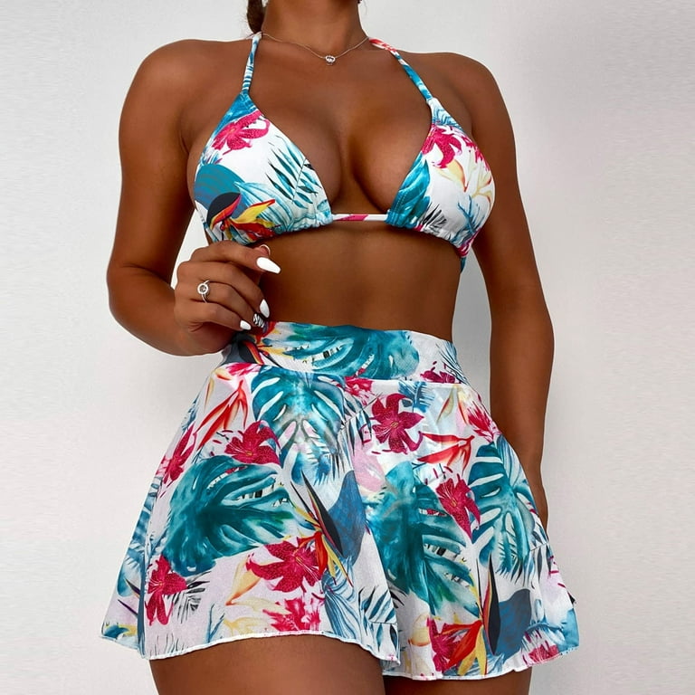 Bigersell Maternity Bathing Suit 2 Piece Swimsuits For Women 2 Piece Floral  Print Swim Cami Bra And Ruffles Bathing Sets Beachwear Big & Tall Female