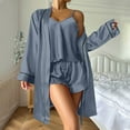 thumbnail image 2 of Ihph7 3 Piece Pajama Set for Women Robe Sets for Women Satin Pajama Set for Women Matching Pajama Set for Women Lounge Sets for Women Pajamas for Women Set Pj Sets for Woman Gray S, 2 of 4