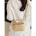 thumbnail image 5 of Women's Gold Woven Mini Top Handle Crossbody Bag with Chain Strap, 5 of 9