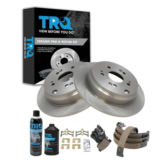 TRQ Rear Brake Pad & Rotor Kit BKA34983 Fits Select 2007-2016 Honda CR-V , 2010-2018 Acura RDX