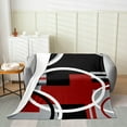 thumbnail image 2 of Erosebridal Black Red Gray Circle Flannel Blanket 60x80, Abstract Striped Line Sherpa Throw, 2 of 7