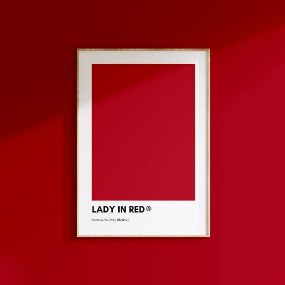 Lady In Red Pantone, Red Pantone Print Poster, Red Pantone Wall Art, Pantone Colors, Pantone Print, Color Swatch Wall Art, Modern Wall Decor, 8x12 UNFRAMED