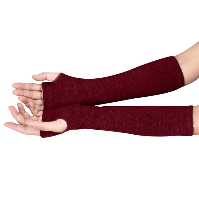 Gants Mitaines Rouges Unisexes Mode Poignet Bras Tricoté à la Main Gants Sans Doigts Mitaines