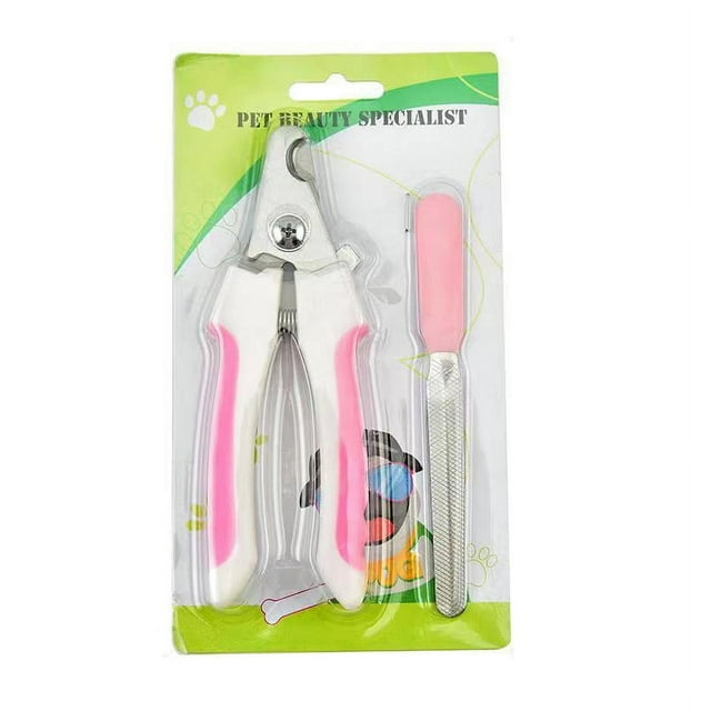 Tijeras de uñas para mascotas, de acero inoxidable, herramienta de pedicura, belleza y cuidado personal, cortaúñas para perros con lima de uñas para perros, gatos y mascotas, color rosa