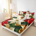 thumbnail image 4 of Manfei Chic Christmas Flower Bed Sheets,Merry Xmas King Sheets,Gred White Green Sheet Set For Teens,Microfiber Bedroom Decor,4-Piece, 4 of 7
