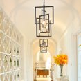 thumbnail image 6 of LovingAHome 8-Light 4 Frame Pendant Chandelier Adjustable Iron Chain Pivoting Square Geometric Light, 6 of 8