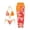 Orange, variant on HOMBOM Womens Bathing Suit Triangle 3 Piece Swimwear Bikini Blue Floral High Waisted Swimsuit for Ladies Vacation