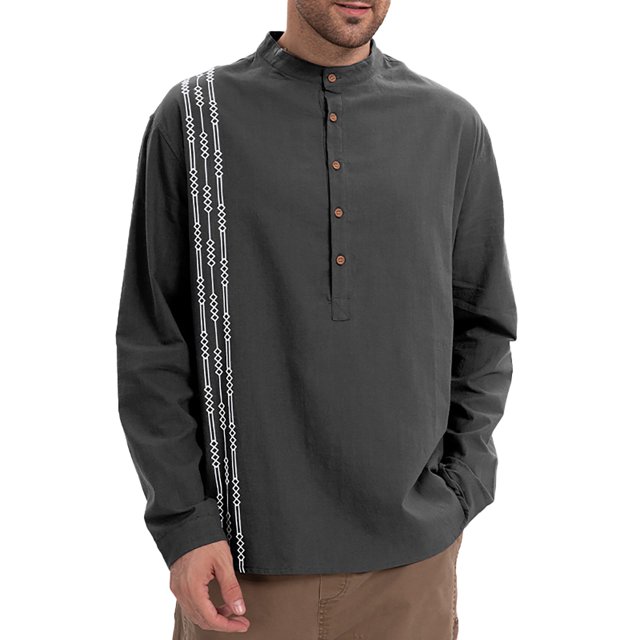 XDZJLR Mens T Shirts 2025 Spring New Long Sleeved Fashion Loose Linen Breathable And Comfortable Summer Must Have Tops