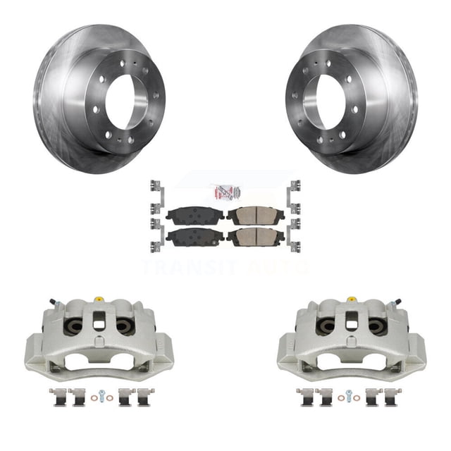 Transit Auto Rear Disc Brake Caliper Rotors and Ceramic Pads Kit for Car 2017-2019 Chevrolet Suburban HD with 8 Lug Wheels KC8-101129N