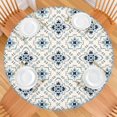 thumbnail image 2 of Fitted Round Tablecloth with Botanical Floral Print, Stretch Edge Design, Made of Durable Polyester, Fits 44-52 Inch Tables for Indoor or Outdoor Use, 2 of 7