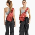 thumbnail image 6 of Sling Backpack,Red Christmas Snowflake Pattern Sling Bag with Water Bottle Holder,Waterproof Sling Bag for Men/Women with Headphone Jack for Hiking,Travel, 6 of 6
