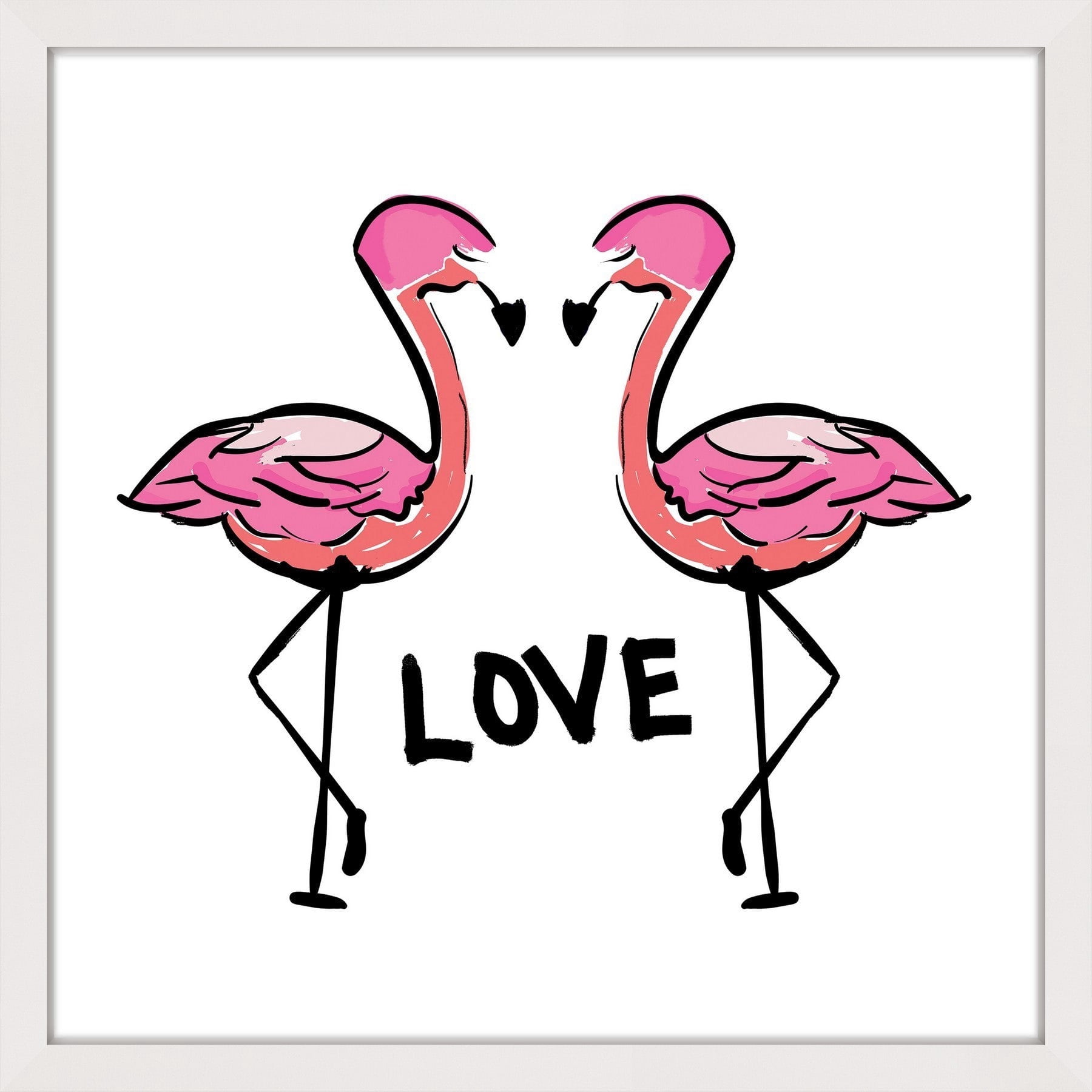 Marmont Hill "Love Flamingos" by Shayna Pitch Framed Painting Print