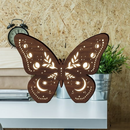 

Light - 3D Wooden Star Moon Butterfly Lotus Table Lamp-LED Night Light Night Light-Wall Hanging Light-Room Decoration Light