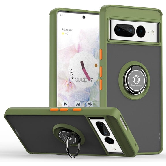 Case for Google Pixel 8A,Slim Military Grade Car Holder Shockproof Anti-Drop Built-in Ring Holder Magnetic Kickstand Protection Phone Case for Google Pixel 8A 5G,6.1" 2024 (Matcha)