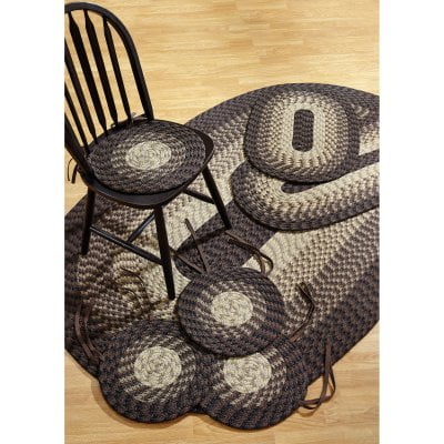 Chocolate Antique Round Rug - Alpine Braided Rug 7-Piece Set with Room Size Rug and Accessories, Chocolate