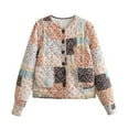 thumbnail image 4 of Siilsaa Women Open Front Puffer Jacket Vinatge Floral Print Crop Quilted Cardigan Y2k Patchwork Padded Coat Streetwear Yellow,L, 4 of 5