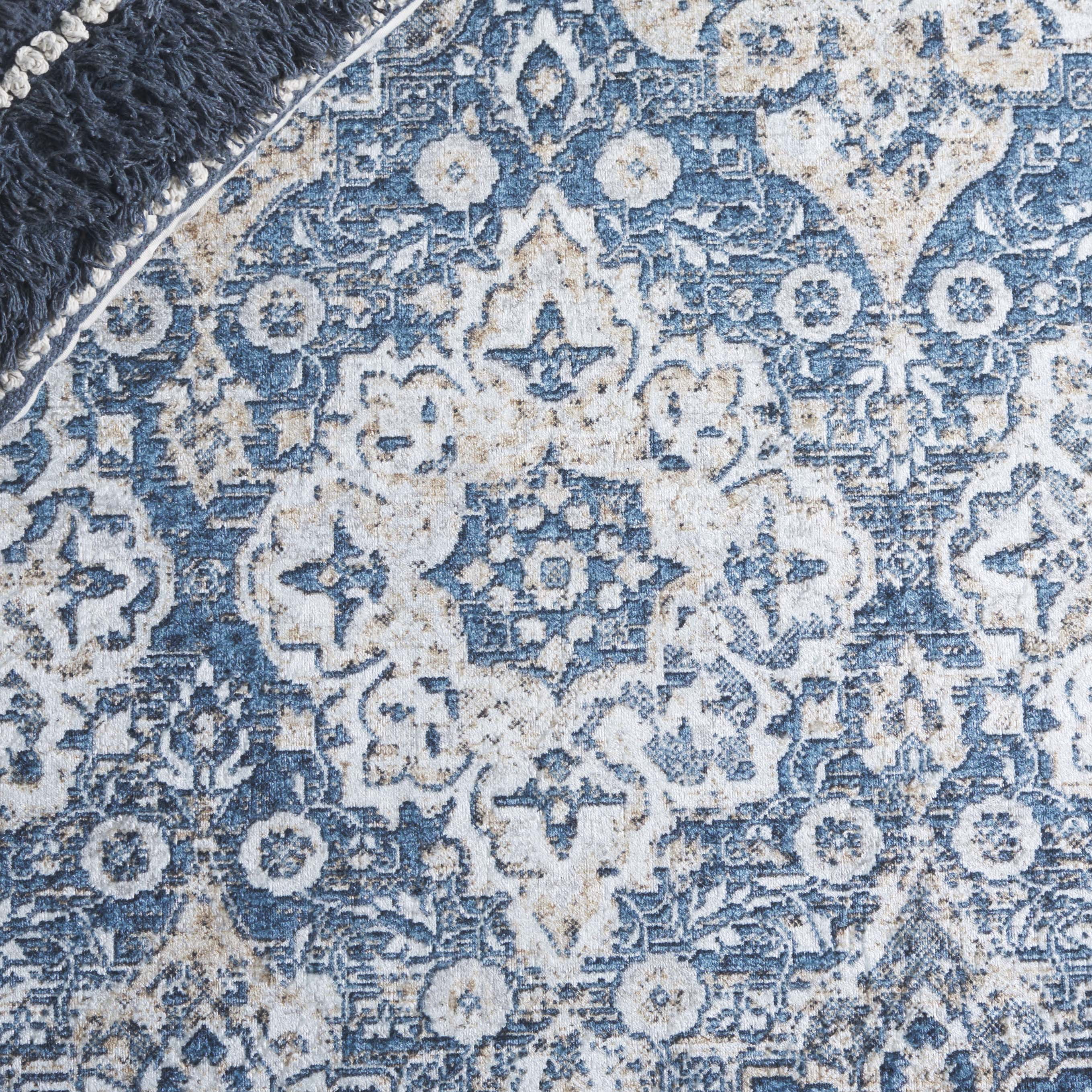 SAFAVIEH Orlando Mira Geometric Machine Washable Area Rug, Blue/Beige, 8' x 10'