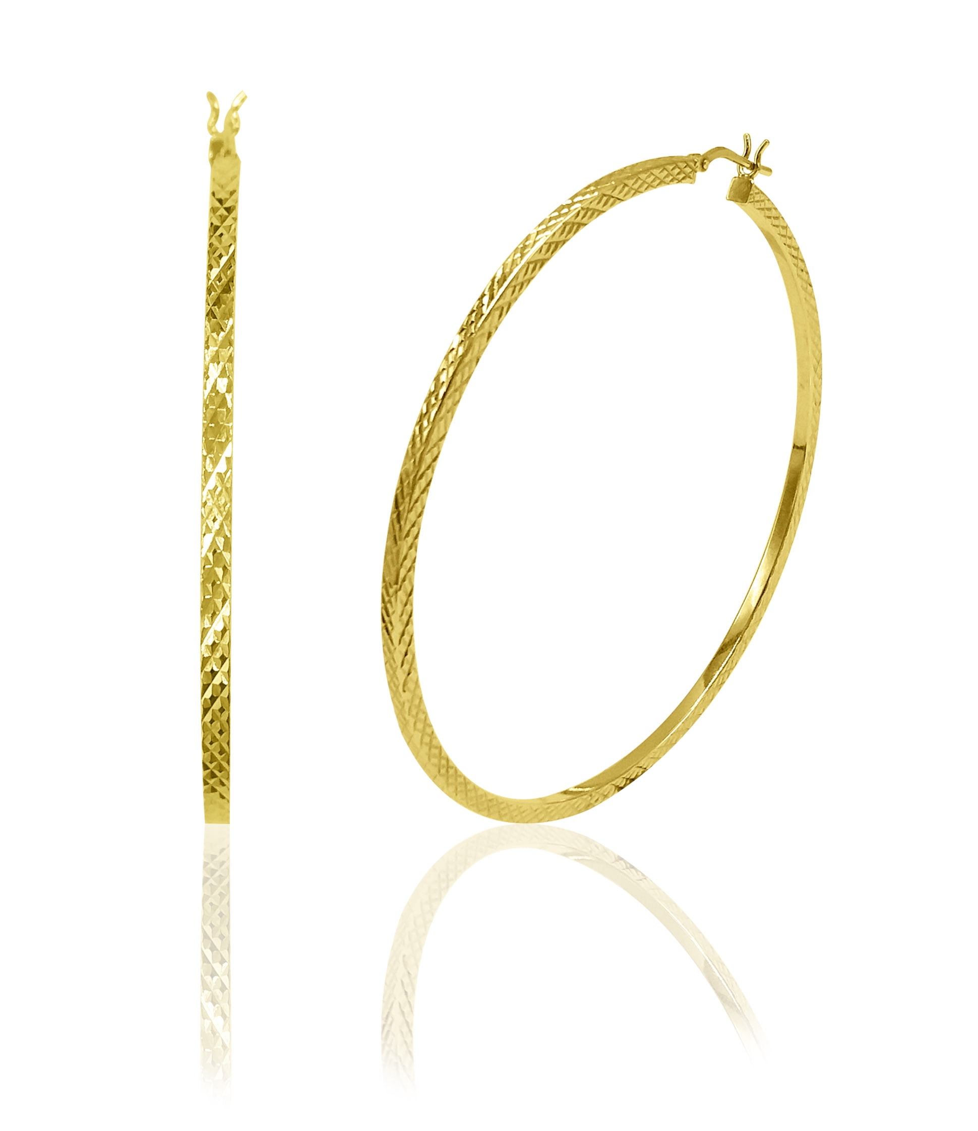 Brilliance Fine Jewelry Women's 14K Gold Plated Sterling Silver Large Square Mesh Tube Earrings
