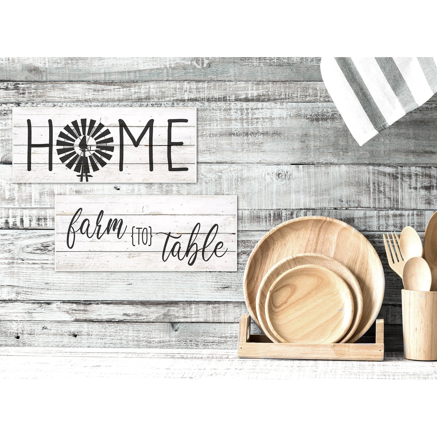 The Stupell Home Decor Farmhouse Planked Look Home Sign with Windmill Wall Plaque Art, 7 x 17
