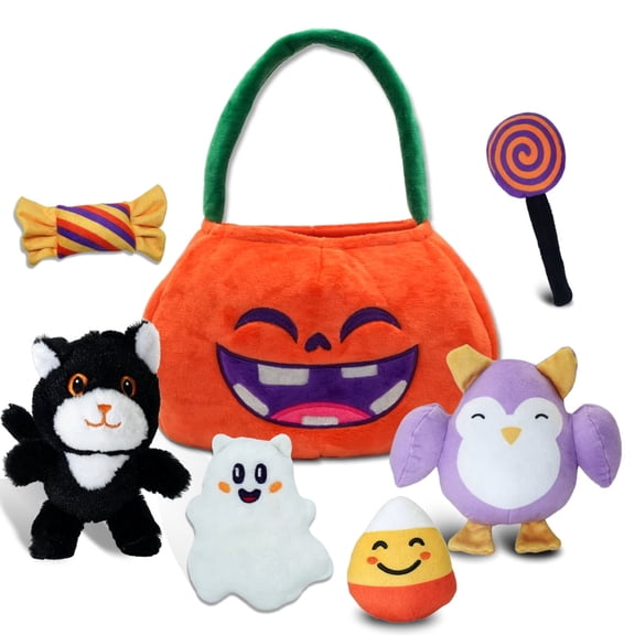 My First Halloween PlaySet, 7 Pack Pumpkin Stuffed Plush set, Halloween Party Decorations & Goodie Bag Stuffers, Gifts for Halloween