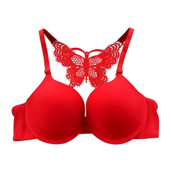 Womens Bras,Front Buckle Y-Shaped Bow Beautiful Back Gather Adjustment Glossy Bra(78-85B)