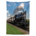 thumbnail image 3 of Ambesonne Steam Engine Tablecloth Rectangular Table Cover, Countryside Train, 60"x90", Blue Green Black, 3 of 4