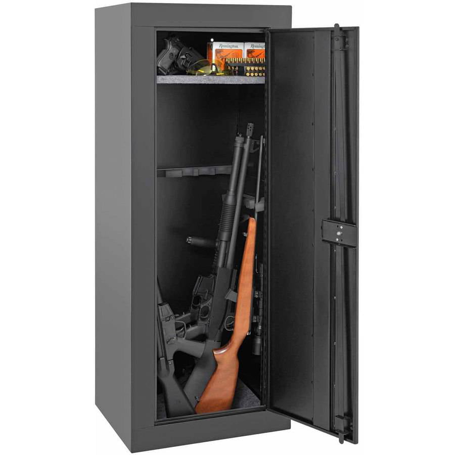 Details about   FIREARM STORAGE CABINET 18 Gun Security Rifle Shotgun Rack Steel Black Safe New 