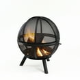 thumbnail image 2 of Deko Living 34 Inch Diameter Outdoor Steel Wood Burning Sphere Fire Pit with Screen Lid and Poker, 2 of 8
