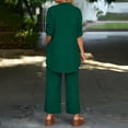 thumbnail image 5 of Women's Lounge Sets 3 Piece Tank Top with 3/4 Sleeve Cardigan Casual Outfits Baggy Wide Leg Pants Sweatsuit Dark Green 4XL, 5 of 5