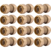 SharkBite 3/4 Inch Straight Coupling, Pack of 12, Push To Connect Brass Plumbing Fitting, PEX Pipe, Copper, CPVC, PE-RT, HDPE, U016LF