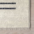 thumbnail image 4 of nuLOOM Keeva Modern Striped Fringe Area Rug, 8' x 8', Square, Keeva Beige, 4 of 10