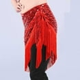 thumbnail image 5 of Nfurl Sequin Tassel Skirt for Women Shiny Belly Dance Hip Scarf Rave Party Festival Mini Skirts Trendy Glitter Sparkly Fringe Skirt Red Free Size, 5 of 7