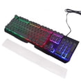 thumbnail image 1 of Clavier Filaire RGB, Clavier Rétroéclairé Coloré Matériau ABS Caractères Clairs Bonne Résilience avec Repose-Poignet pour Bureau pour Maison Noir, Blanc, 1 of 7