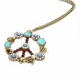 thumbnail image 3 of Collar con cuentas y flores con signo de la paz y piedras preciosas de color turquesa, 3 of 5