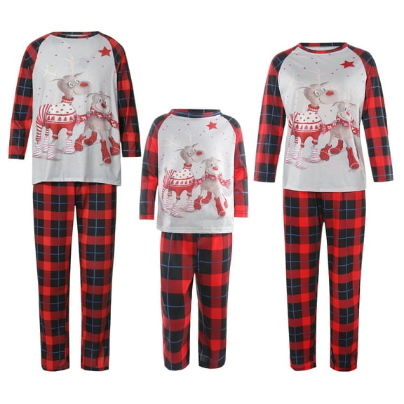 Holiday Christmas Family Pajamas Matching Set Moose Xmas Pjs for Couples and Kids Baby Sleepwear