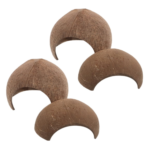 OUNONA 4Pcs Coconut Shell Hideout for Reptile Terrarium Light Brown Natural Shelter