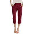 thumbnail image 3 of Capri Pants for Women 2026 Summer Elastic Waist Drawstring Straight Leg Casual Cropped Cotton Linen Pants with Pockets, 3 of 6