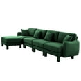 thumbnail image 4 of JERFIT Modern Boucle Fabric L-Shape Sectional Sofa with Ottoman, 4-Seater Convertible Couch, Green Polyester Upholstery for Living Room, 4 of 8