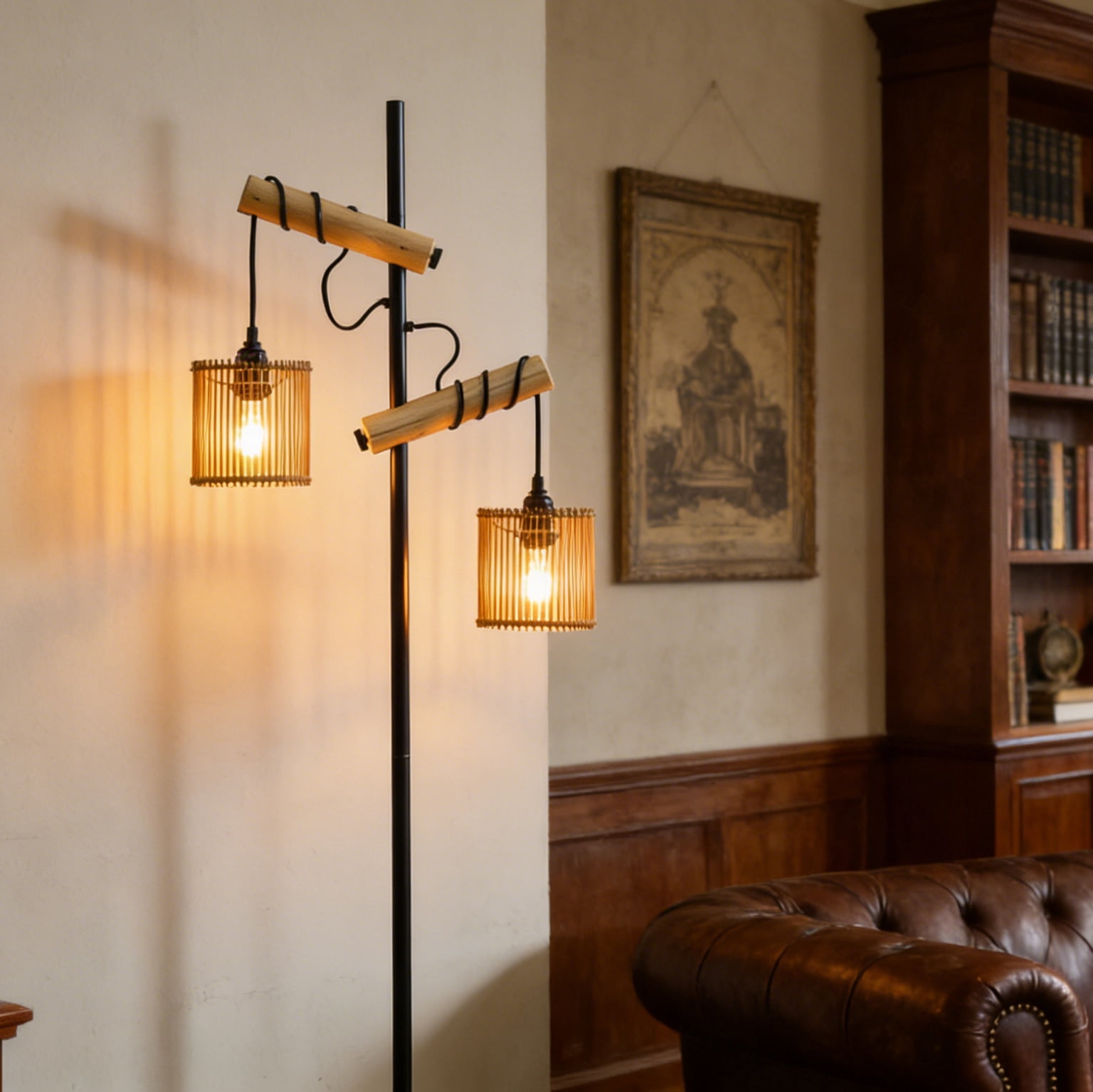 wooden Standing Lamps For Living Room, Corner Light, Stand Lamp, Floor Lamps For Living Room